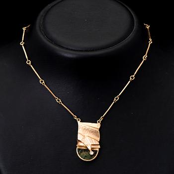 BJÖRN WECKSTRÖM, HALSSMYCKE, "Aztec", diamant, zoisit, 14K guld. Lapponia 1979.