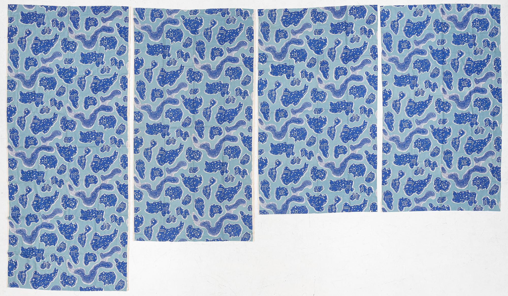 Josef Frank, gardiner, ett par, "Zodiaken", samt metervara, Firma Svenskt Tenn.