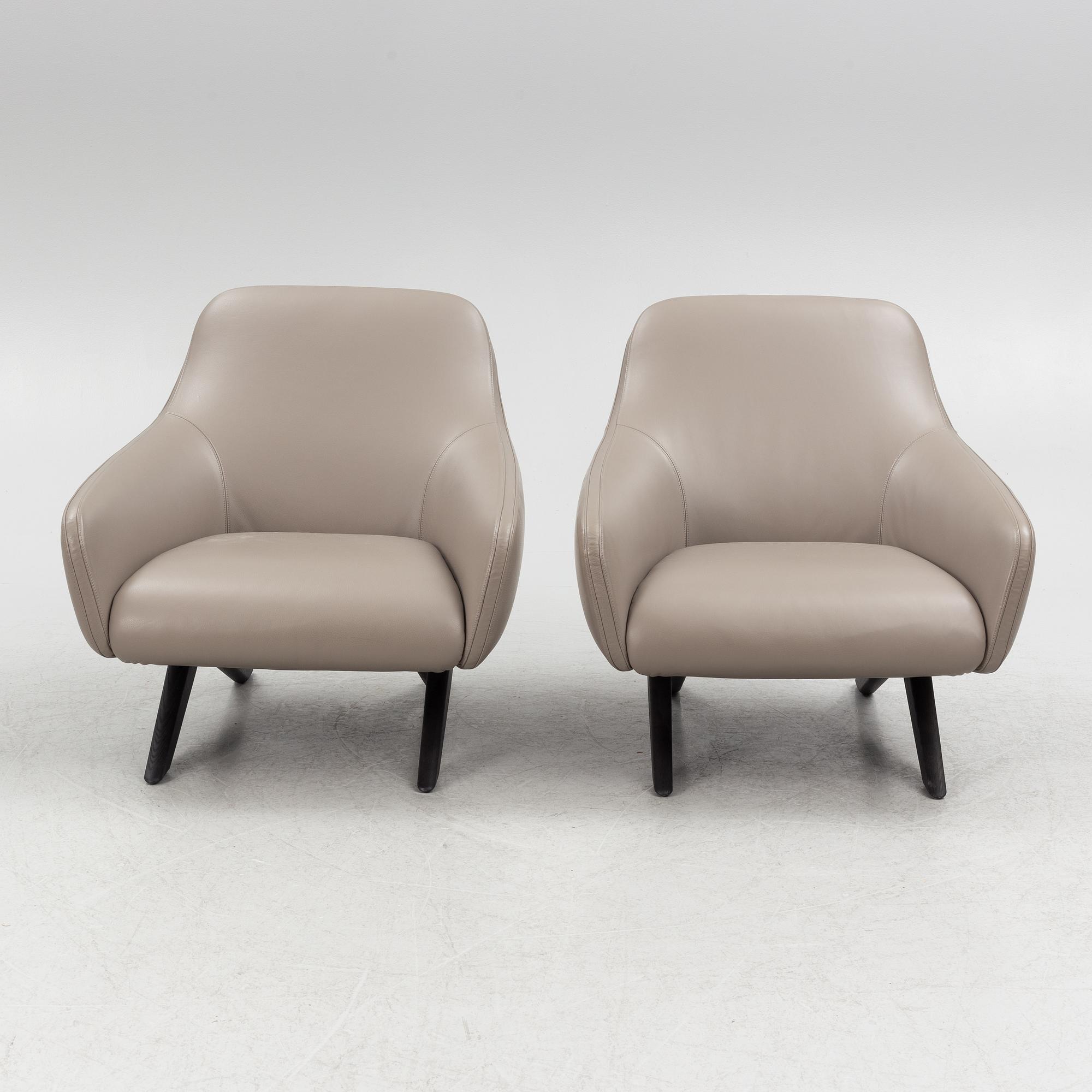Vincent Van Duysen, a pair of 'Marlon' armchairs, Poliform, Italy.