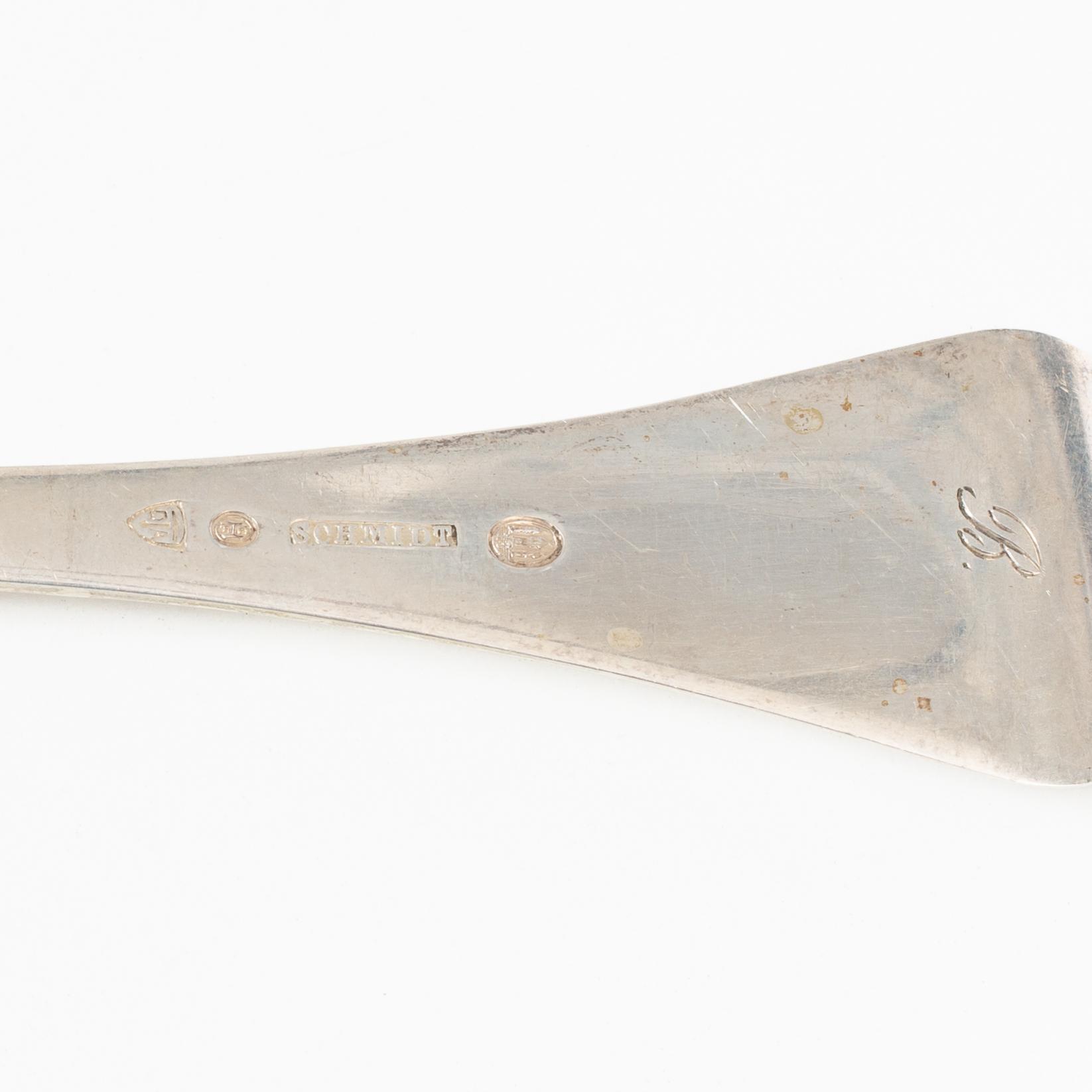 Bestick, 10 st, silver, Danmark 1912-13.