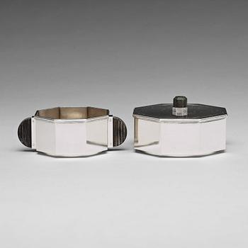 141. Wiwen Nilsson, a sterling sugarbowl and a bonbonnière, Lund Sweden 1950.