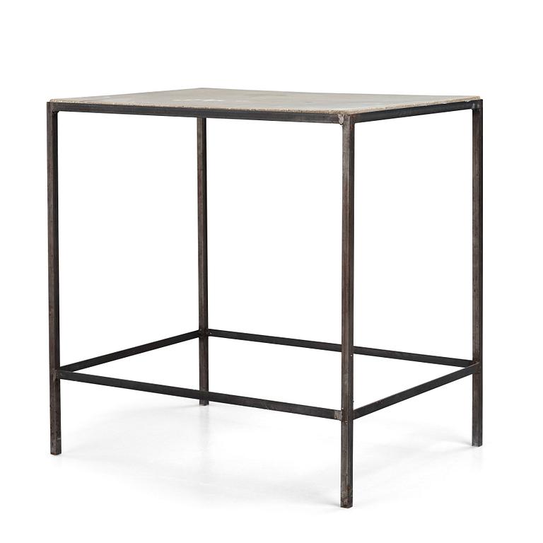 A metal and concrete side table reportedly by Stina Lindholm, Skulpturfabriken.