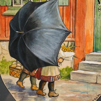 JENNY NYSTRÖM, gouache, signed.