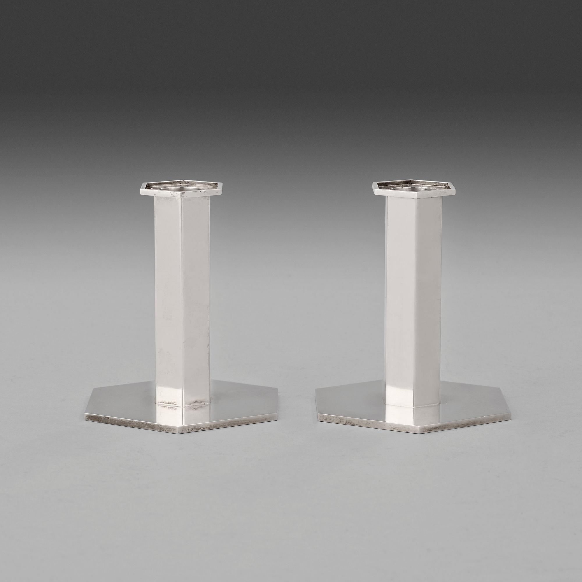 WIWEN NILSSON, ljusstakar, ett par, Lund 1962,  sterling.