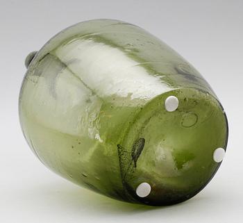 FLASKA, grönt glas, 1700-/1800-tal.