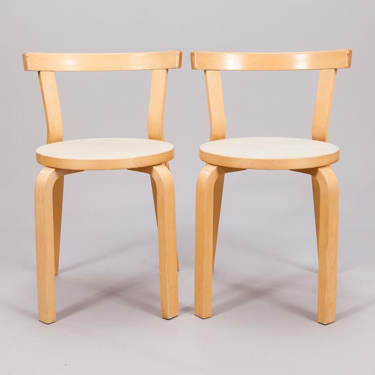 ALVAR AALTO, tuoleja, 5 kpl, malli 68, Artek, 1900-luvun loppu.