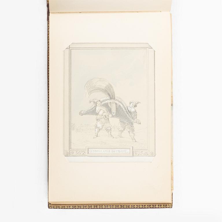 Album with among other things 16 pieces of watercolours and drawings by Swedish artists.