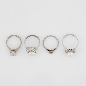RINGAR, 4st, 18k vitguld. Totalvikt 13g.
