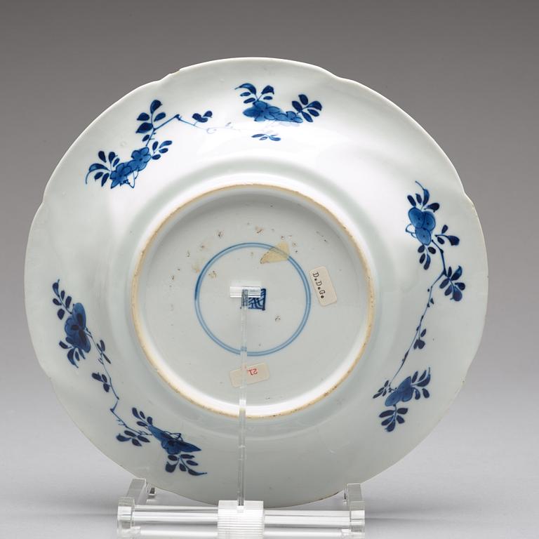 A set of four blue and white dishes, Qing dynasty, Kangxi (1662-1722).