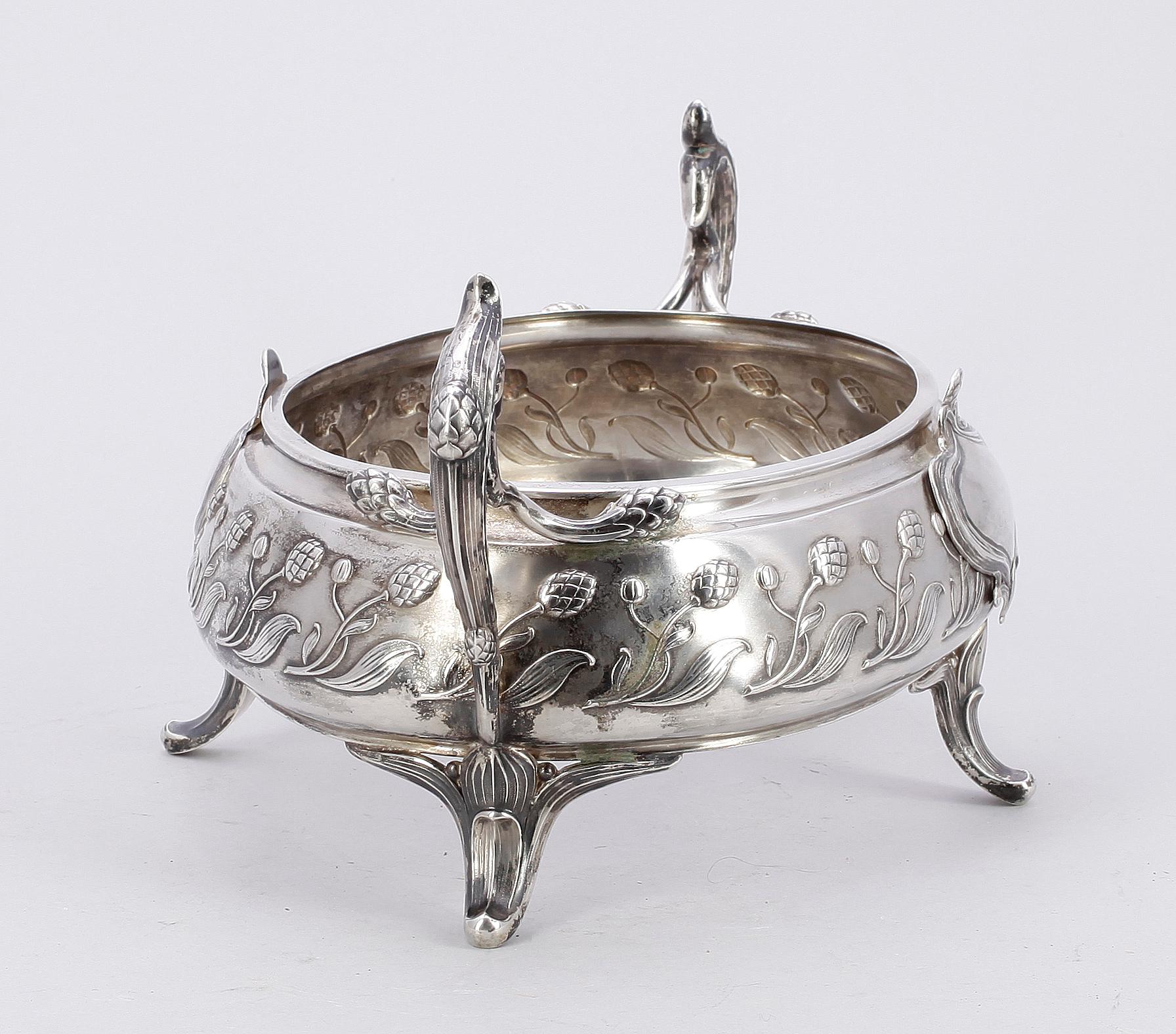 JARDINJÄR, silver, K Andersson, Stockholm, 1901. Tot vikt ca 788g.