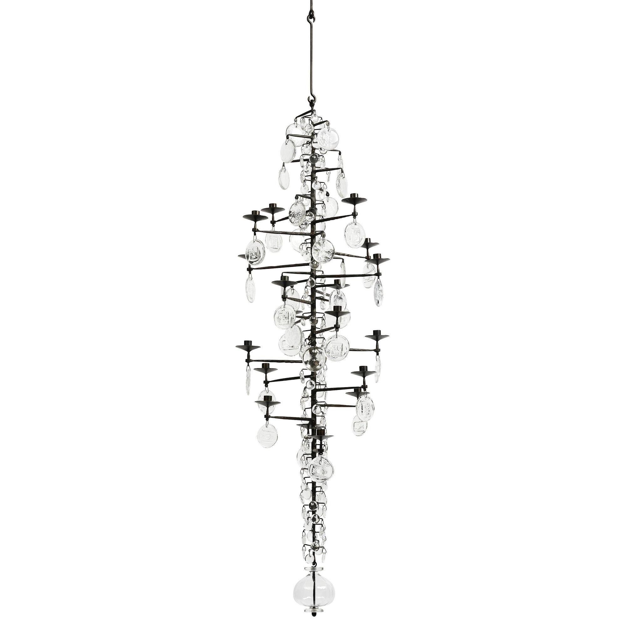 Erik Höglund, a wrought iron and glass chandelier, Boda Smide.