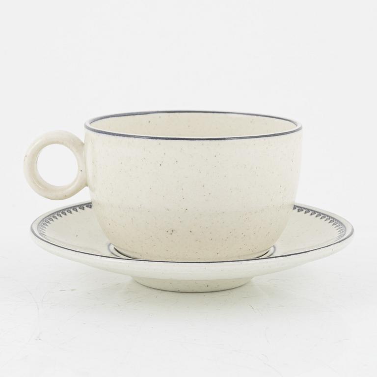 Stig Lindberg, a' Birka' cup with saucer, with royal monogram under crown, Gustavsberg, 1976.