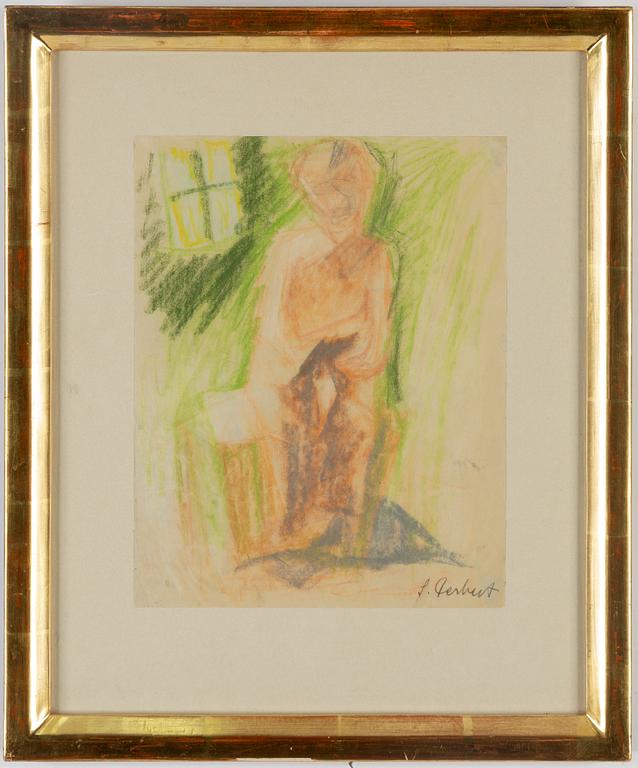 SIRI DERKERT, crayon on paper, signed.