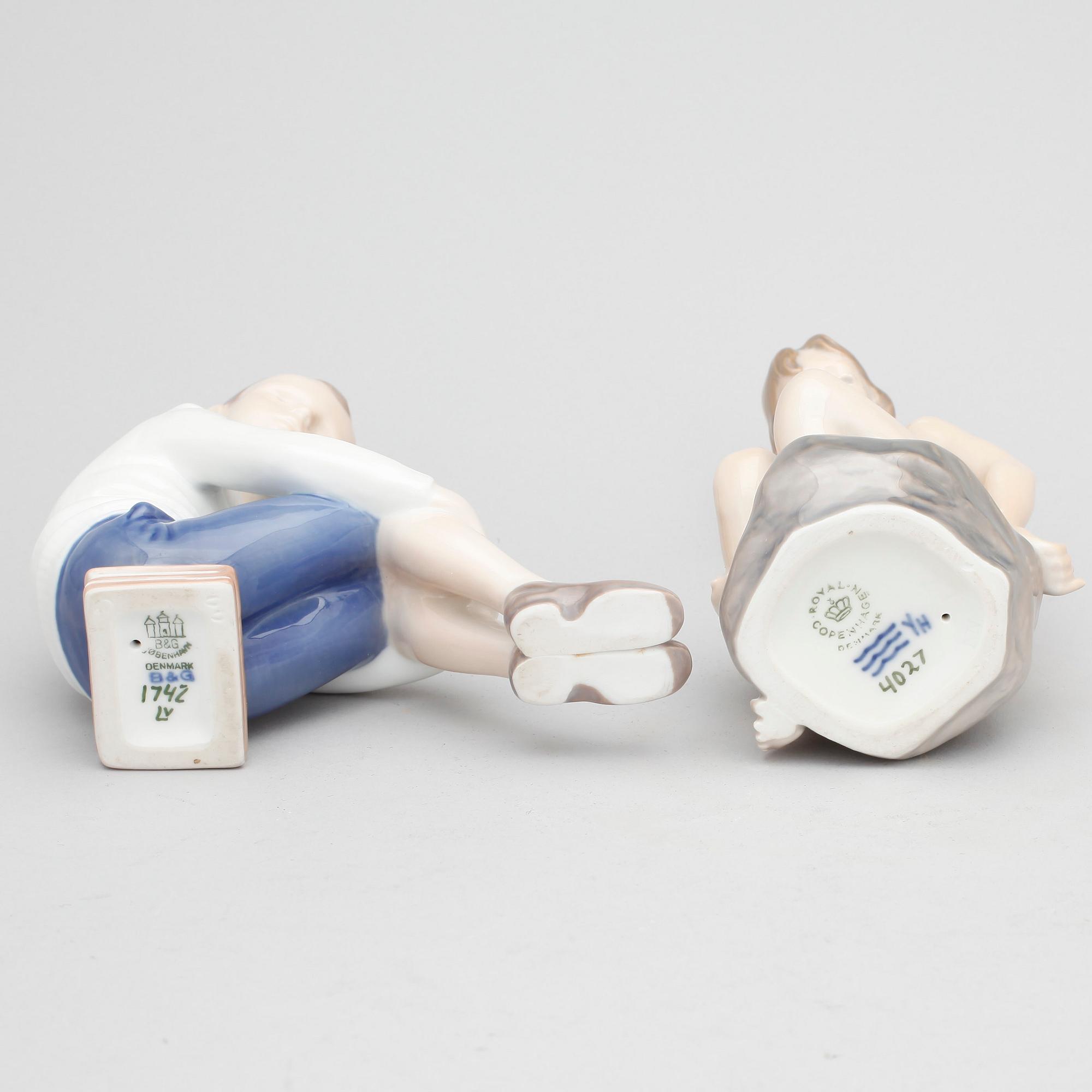 FIGURINER, 2 st, porslin, Royal Copenhagen samt Bing och Gröndhal, 1900-tal.