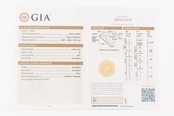 Ring 18K gold set with a round brilliant-cut diamond, by Or Du Monde Paris.