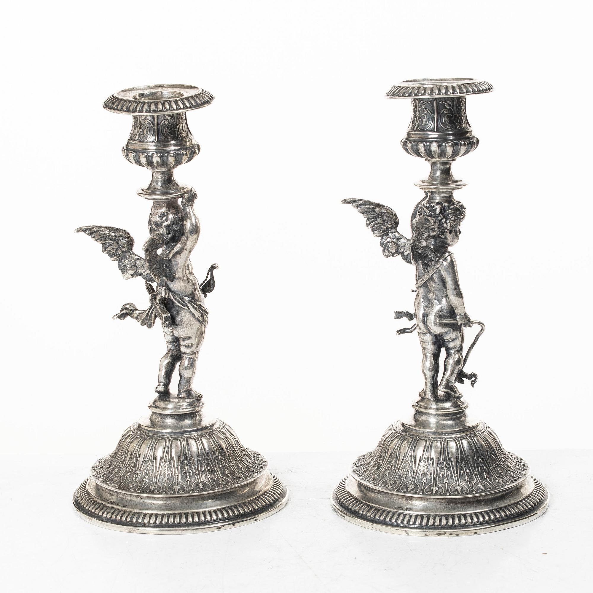Candelsticks, a pair, silver, 1880s.