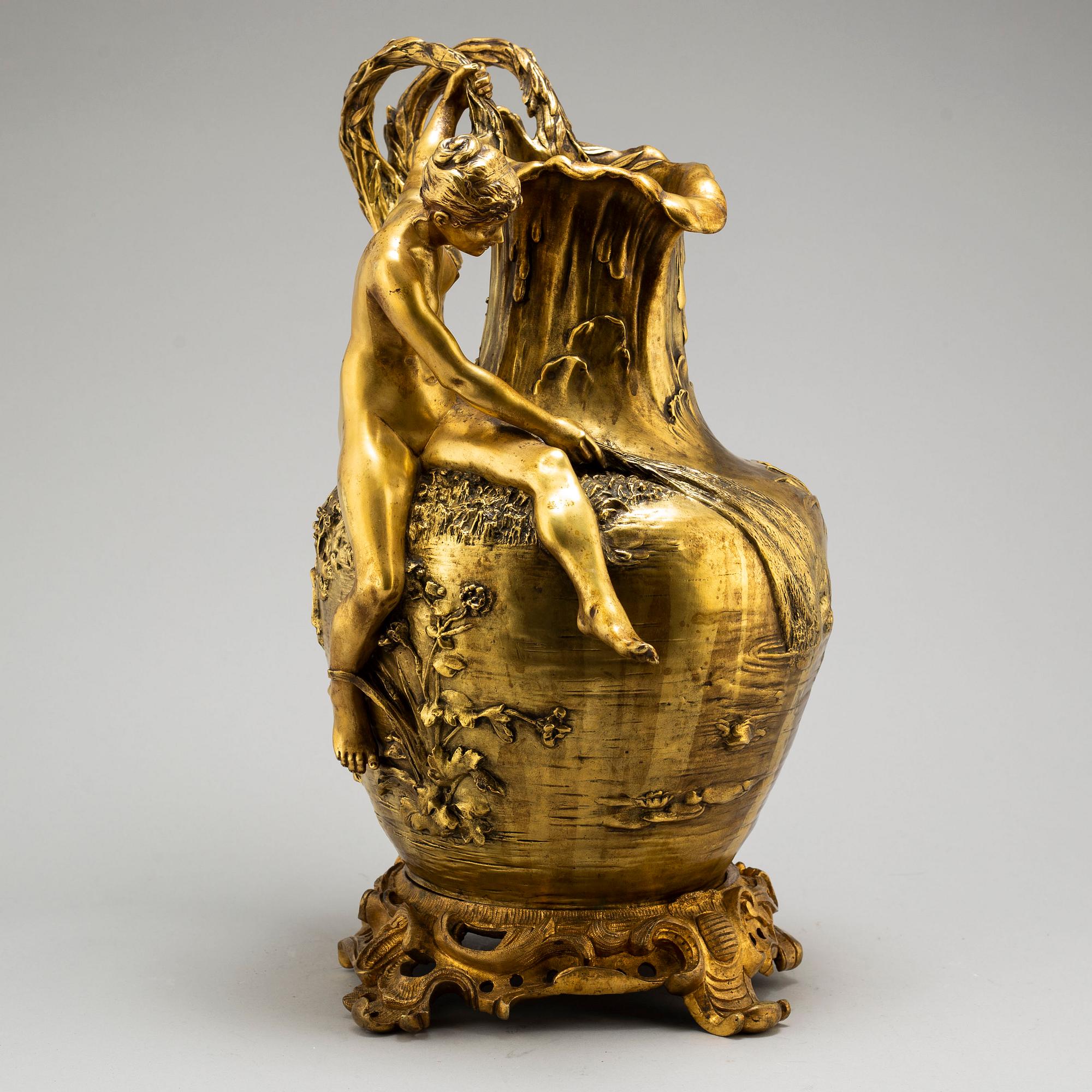 CLAUDE VIBERT, a gilt bronze "Femme pêchant" ever, Siot Decauville, Paris circa 1900.