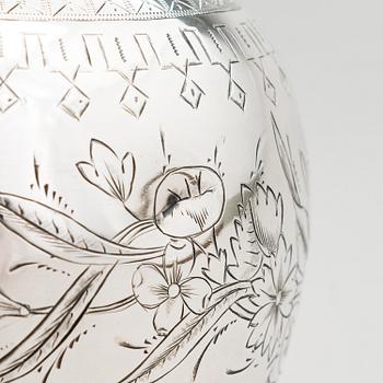 A silver carafe, maker's mark of Vasili Ivanovich Ivanov, assay master Lev Fedorovich Oleks, Moscow, 1894.