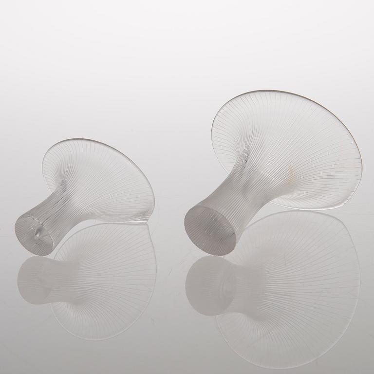 Two 'Chanterelle' glass vases, one signed Tapio Wirkkala, Iittala. Finland.
