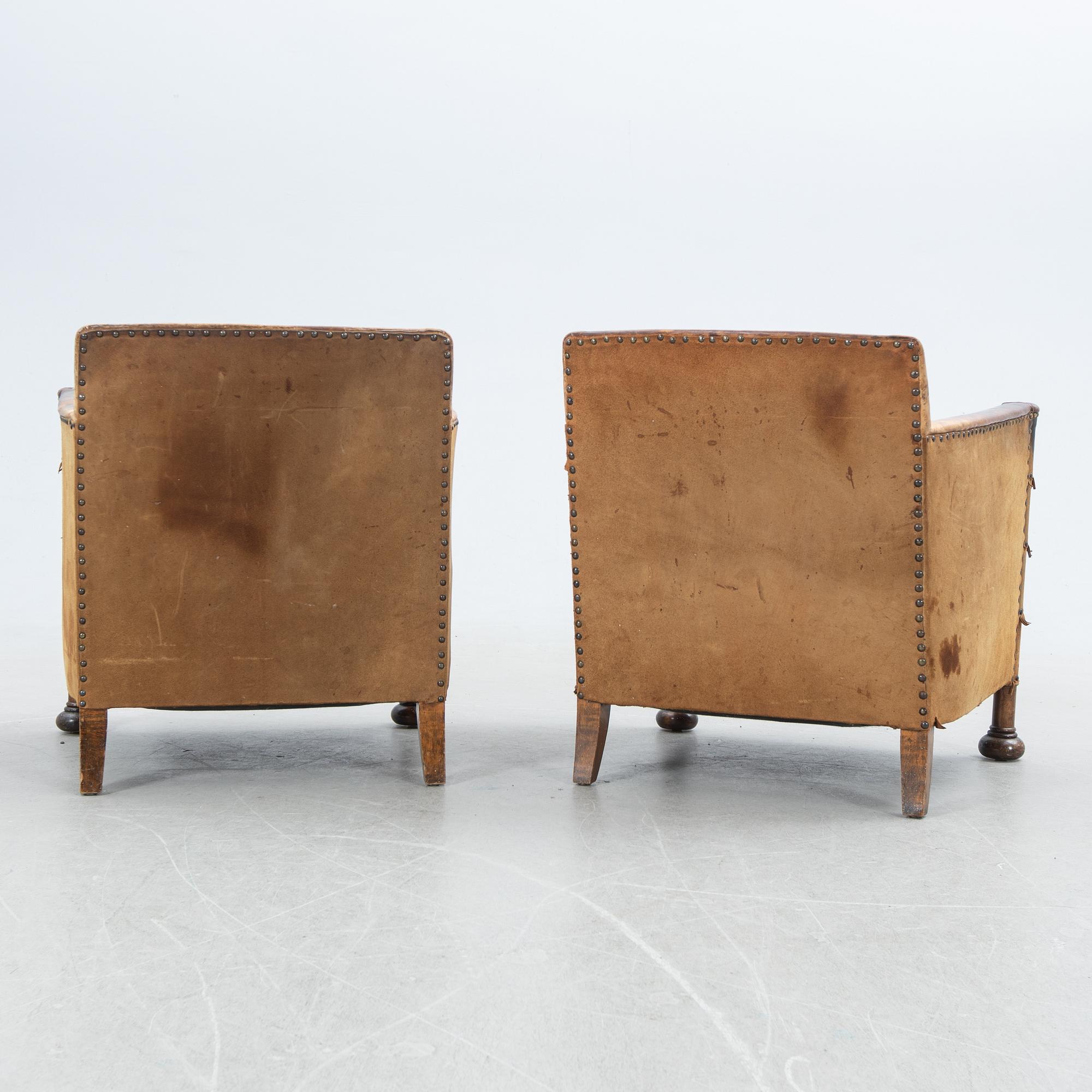 Armchairs, a pair Swedish Modern 1940s.