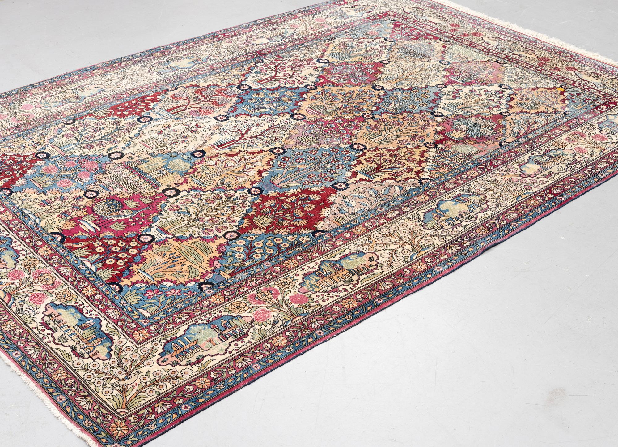 A carpet, figural semi-antique Kerman /Teheran, ca 319 x 210--215 cm.