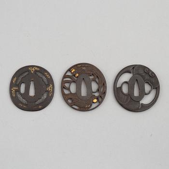 Three mumei iron tsubas, Japan, Edo.