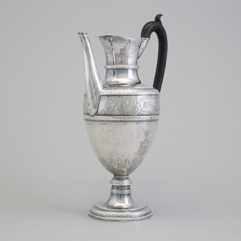 A RIGA SILVER WINE JUG maker's mark latin RM, possibly Richard Müller, Riga, Latvia, late 19th century.