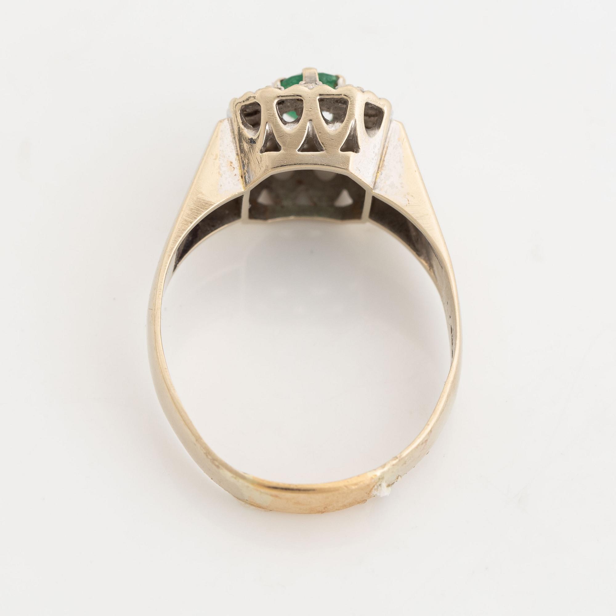 Emerald and diamond ring.