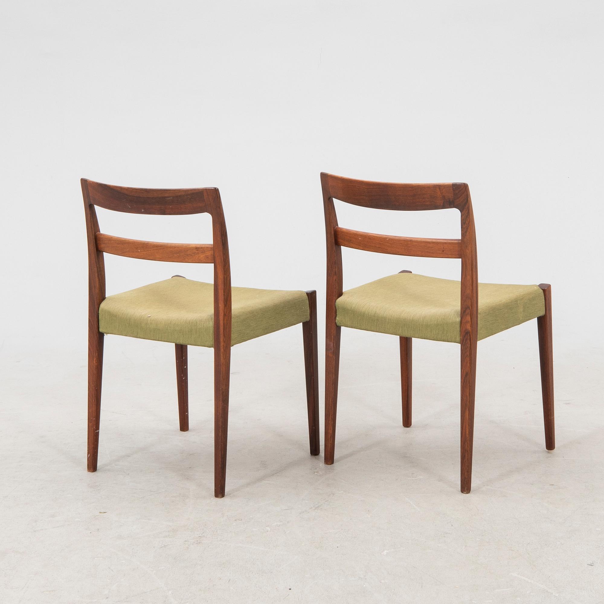 A Nils Jonsson jakaranda dining group 7 pcs Troeds Bra Bohag, Bjärnum, mid-20th century.