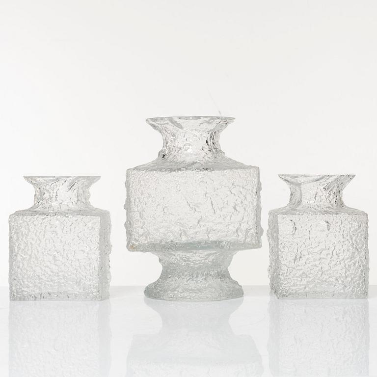 Timo Sarpaneva, a set of 3 vases and 3 candlesticks, Iittala, Finland.
