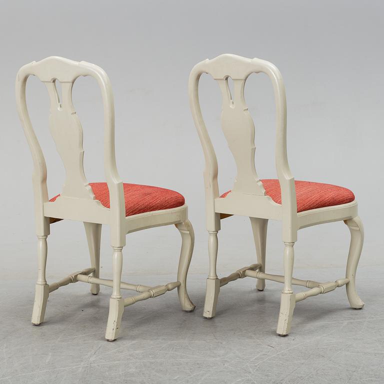 A set of six rococo-style chairs, late 20th century.