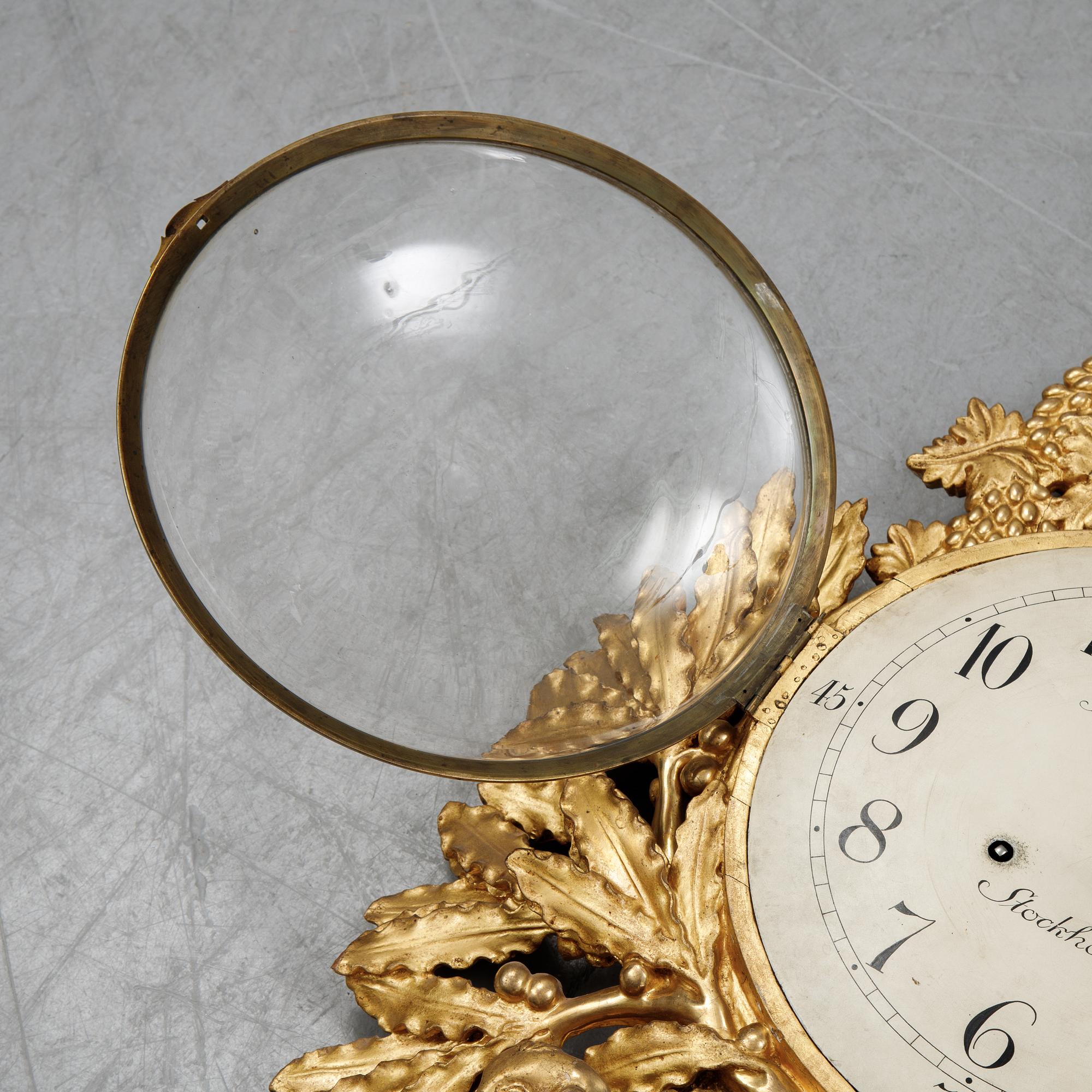 A Gustavian wall clock by Hans Wessman (active in Stockholm 1787-1805).