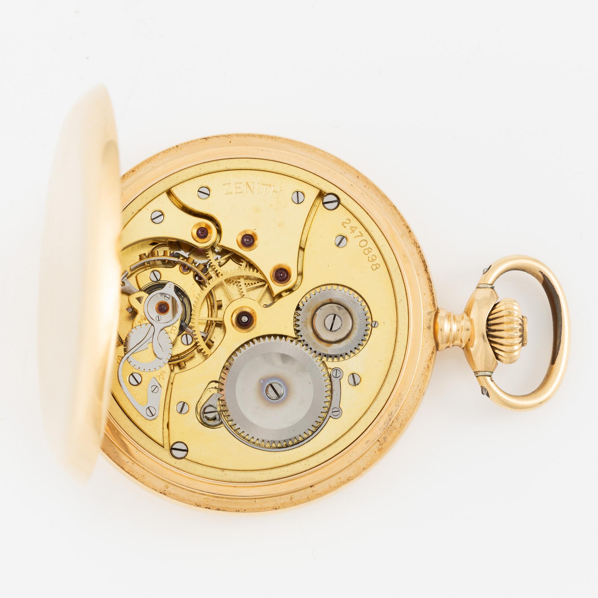 Fickur, Zenith, 18K guld, savonett, 51 mm.