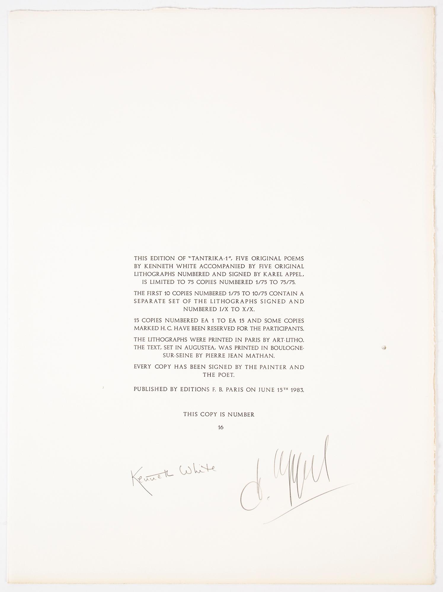 Karel Appel, portfolio with 5 lithographs in colour, "Tantrika 1", 1983, signed 16/75.