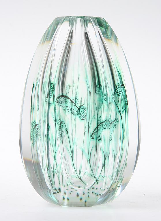VAS, glas, "Fiskgraal", Edward Hald, Orrefors, 1954, sign.