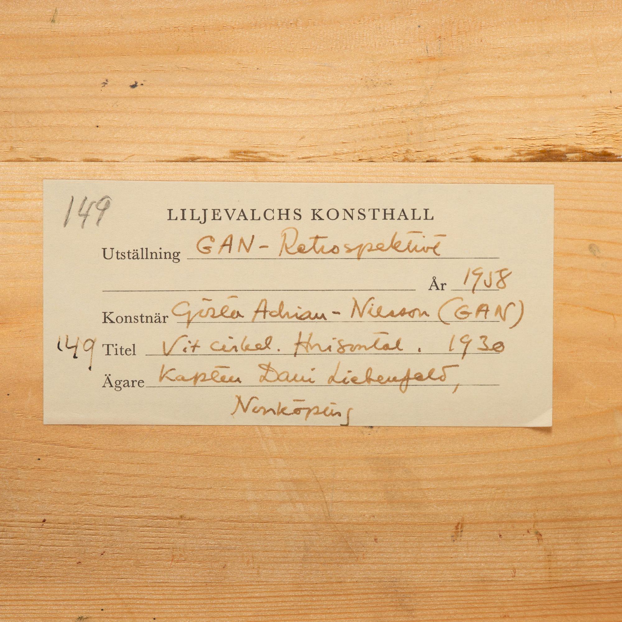 Gösta Adrian-Nilsson, "Vit cirkel Horisontell".