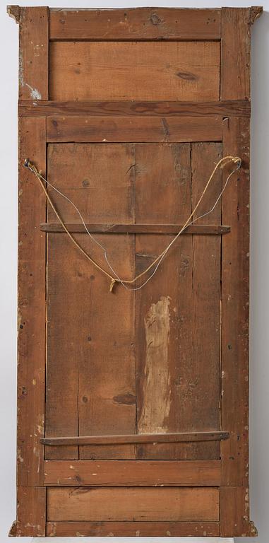 A late Gustavian giltwood and gouache-inset mirror attributed to Hedberg & Lindblad, (Stockholm 1802-05).