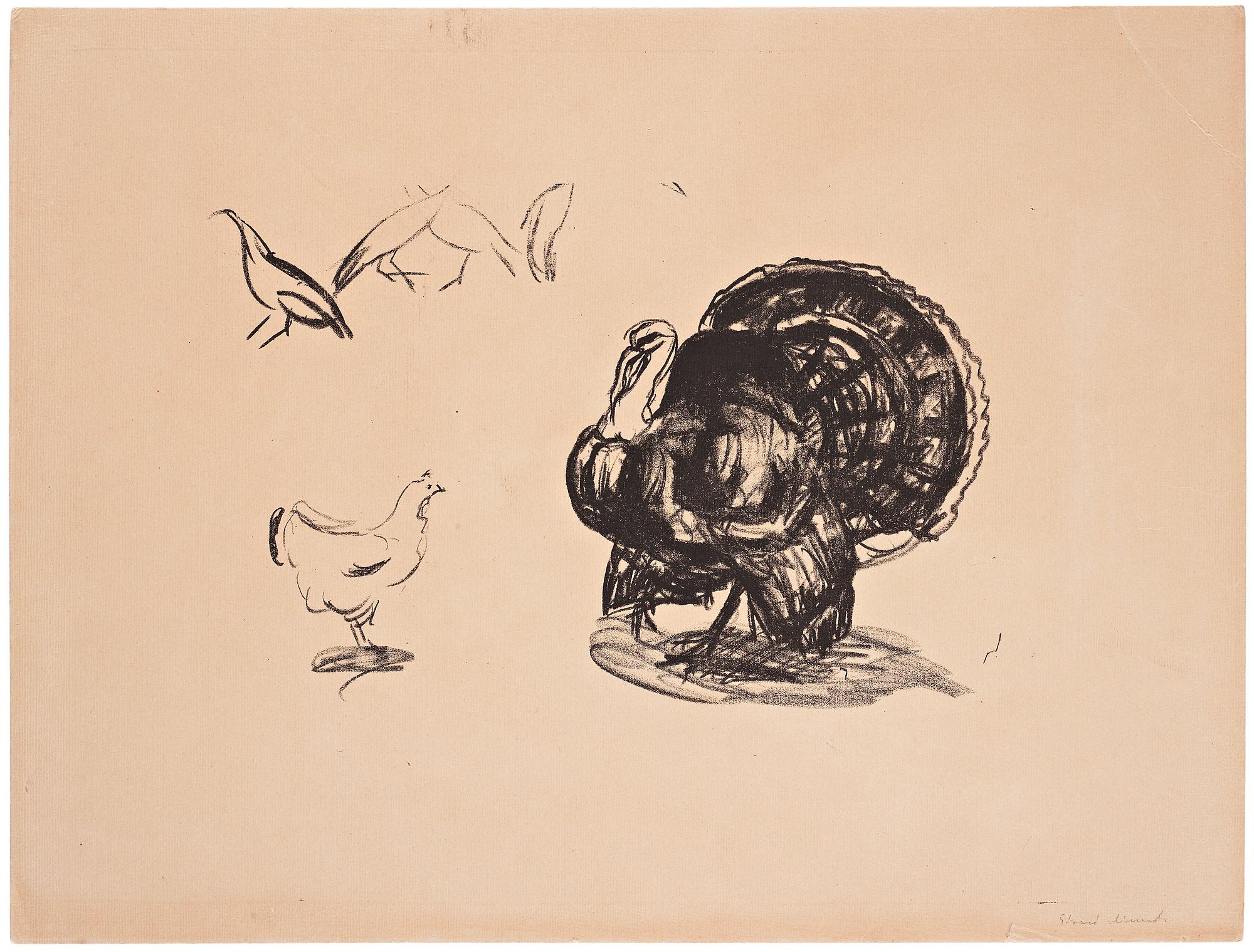Edvard Munch, "Kalkun, hons og påfugler" ("Turkey, Hens and Peacocks").