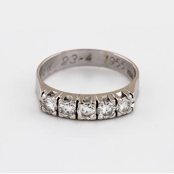 A brilliant cut diamond ring.