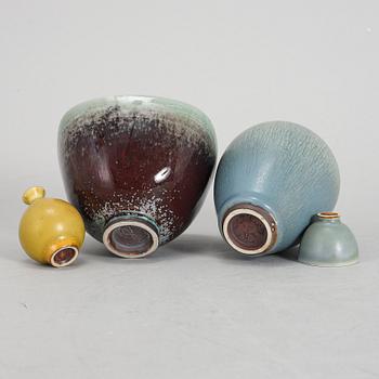BERNDT FRIBERG, four stoneware pieces from Gustavsberg Studio.