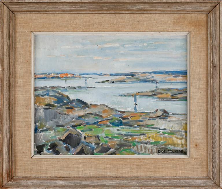 EDVIN OLLERS, olja på duk på pannå, sign o dat 1958.