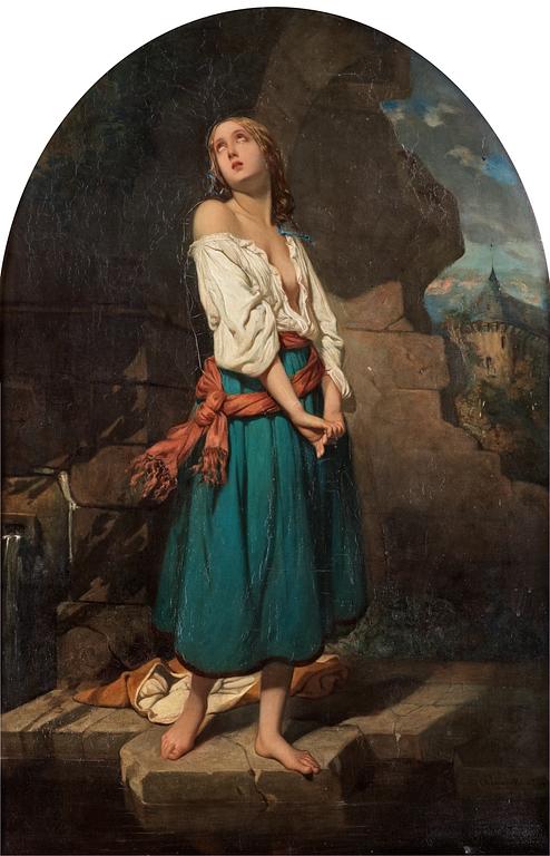 Charles Zacharie Landelle, Young woman in a landscape.