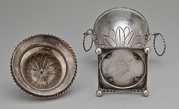 SOCKERSKÅL med LOCK,silver,  Hans Ekeström d.y. Helsingborg 1795. Tot vikt ca 650g.