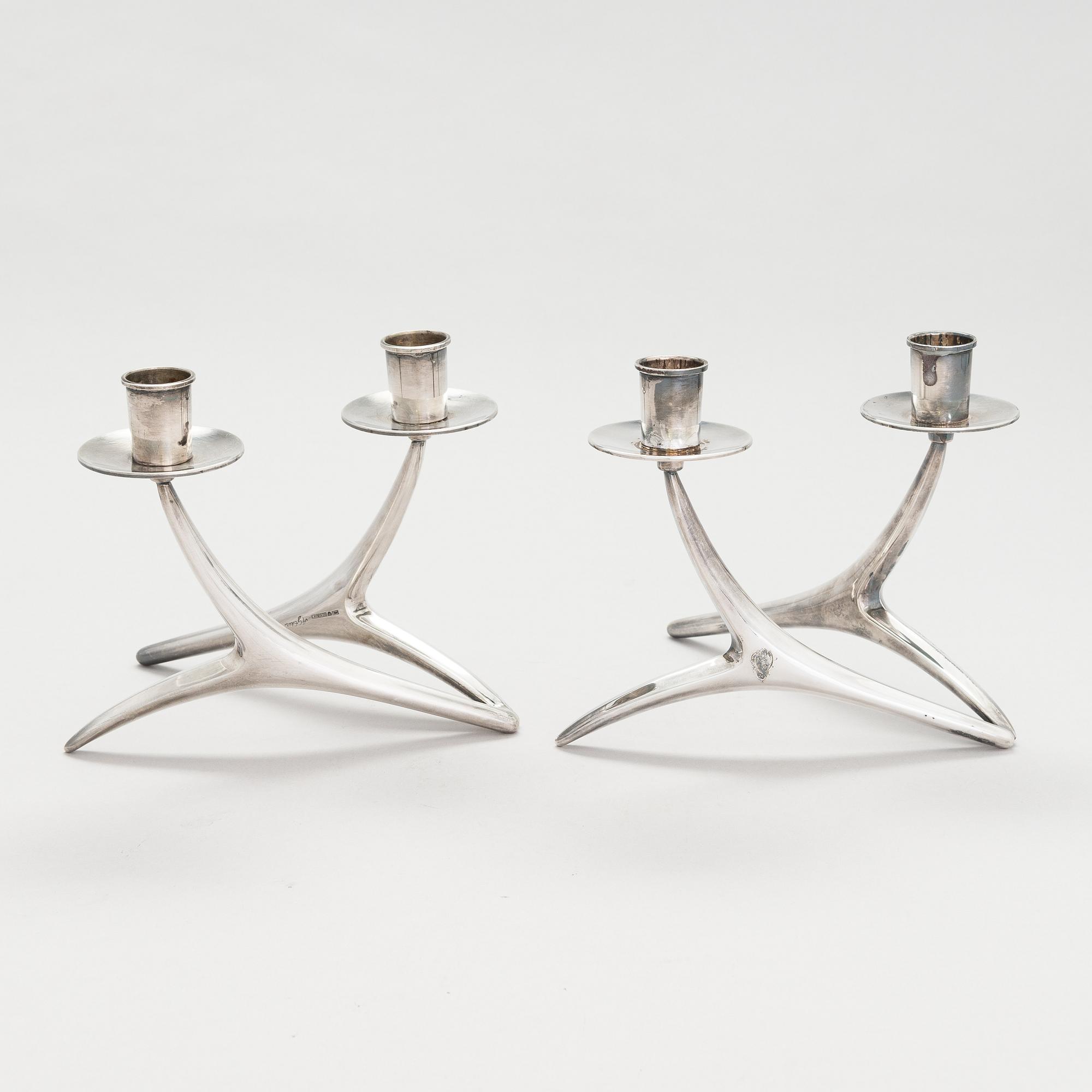 Anna-Greta Eker, two silver candlesticks, Auran Kultaseppä, Turku 1959.