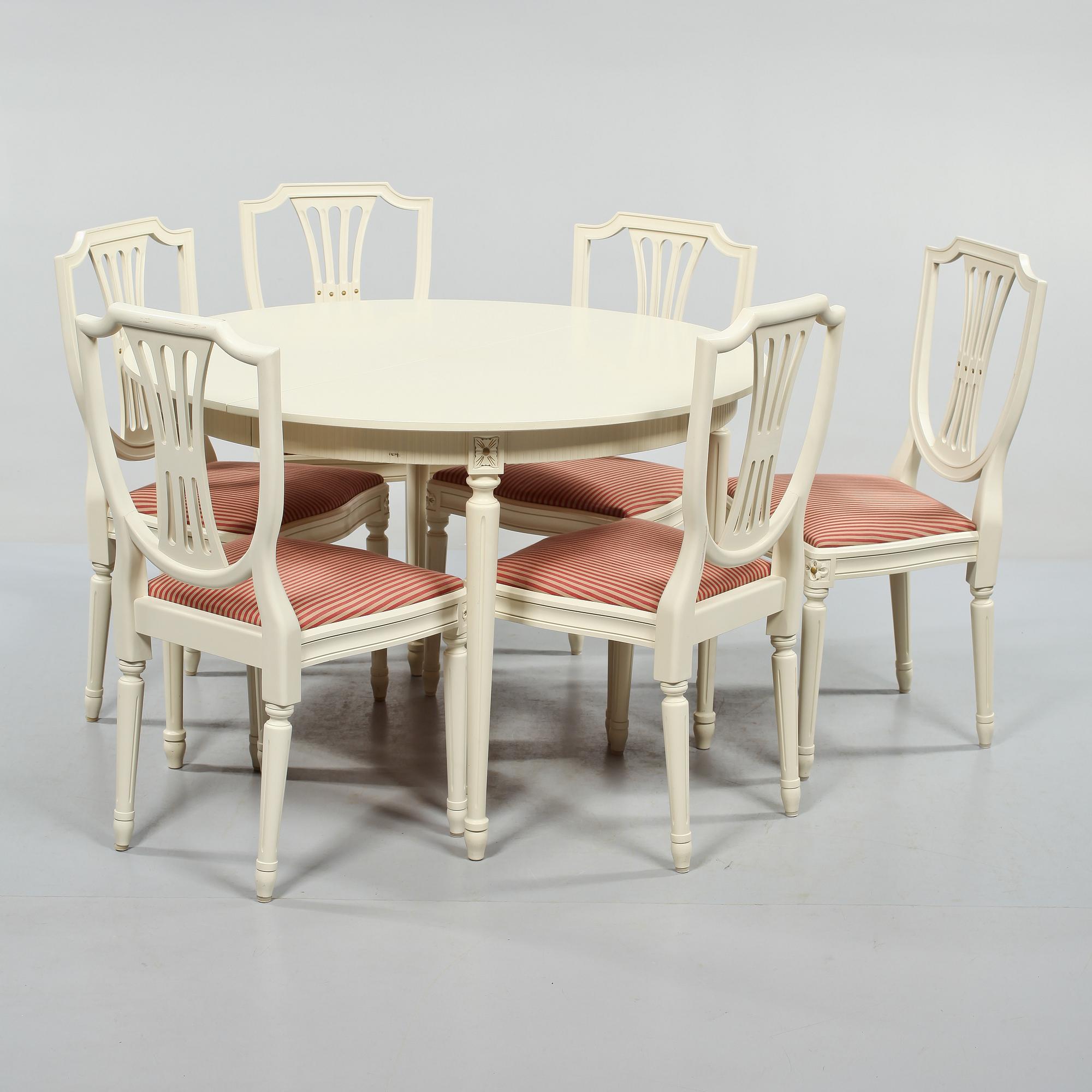 MATGRUPP, 7 delar, gustaviansk stil, 1900-talets andra hälft.