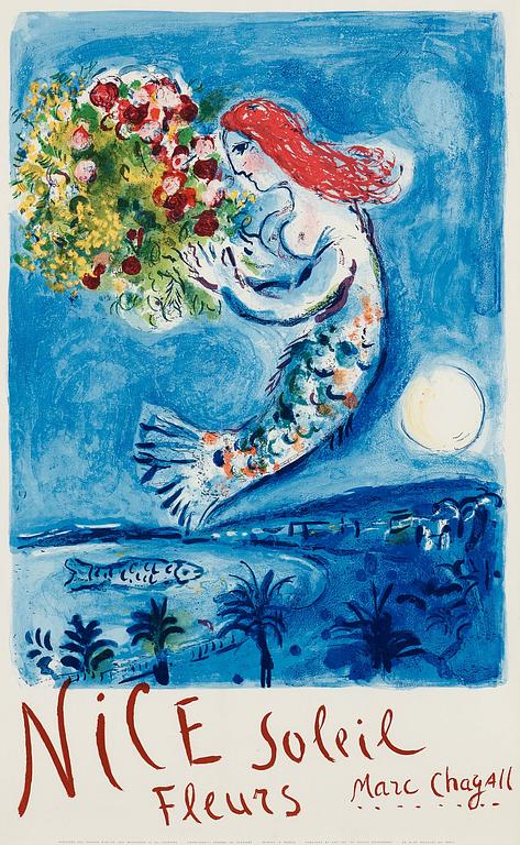 Marc Chagall, MARC CHAGALL, Litograph in colours, 1962, printed by Mourlot, Paris, published by Commisariat Géneral au Tourisme, Paris.