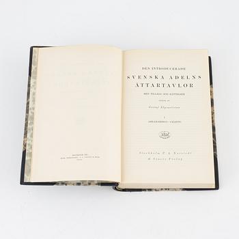 Nine volumes of Gustaf Elgenstierna's 'Den introducerade svenska adelns ättartavlor', 1925-1936.