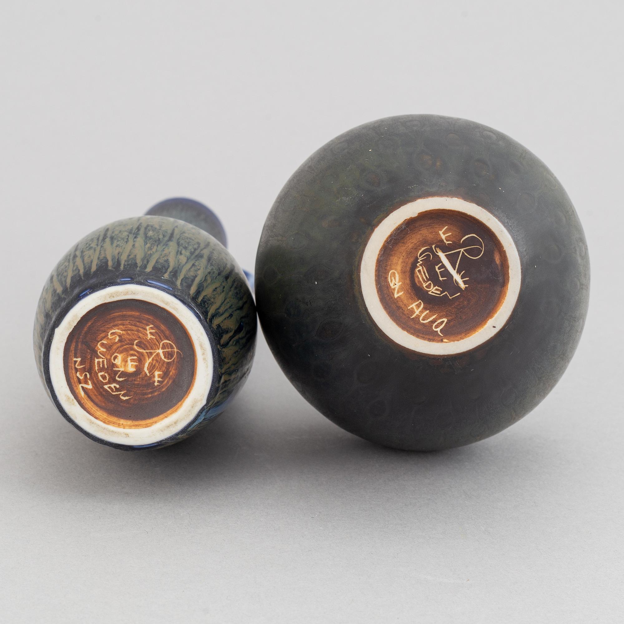 Gunnar Nylund, a set of six stoneware vases and a bowl for Rörstrand.