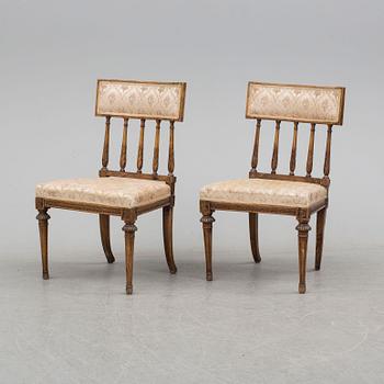 A pair of late Gustavian chairs by Ephraim Ståhl, Stockholm, 1794-1820.