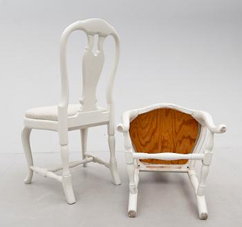 MATSALSMÖBEL, 7 delar, rokokostil, 1900-talets första hälft.
